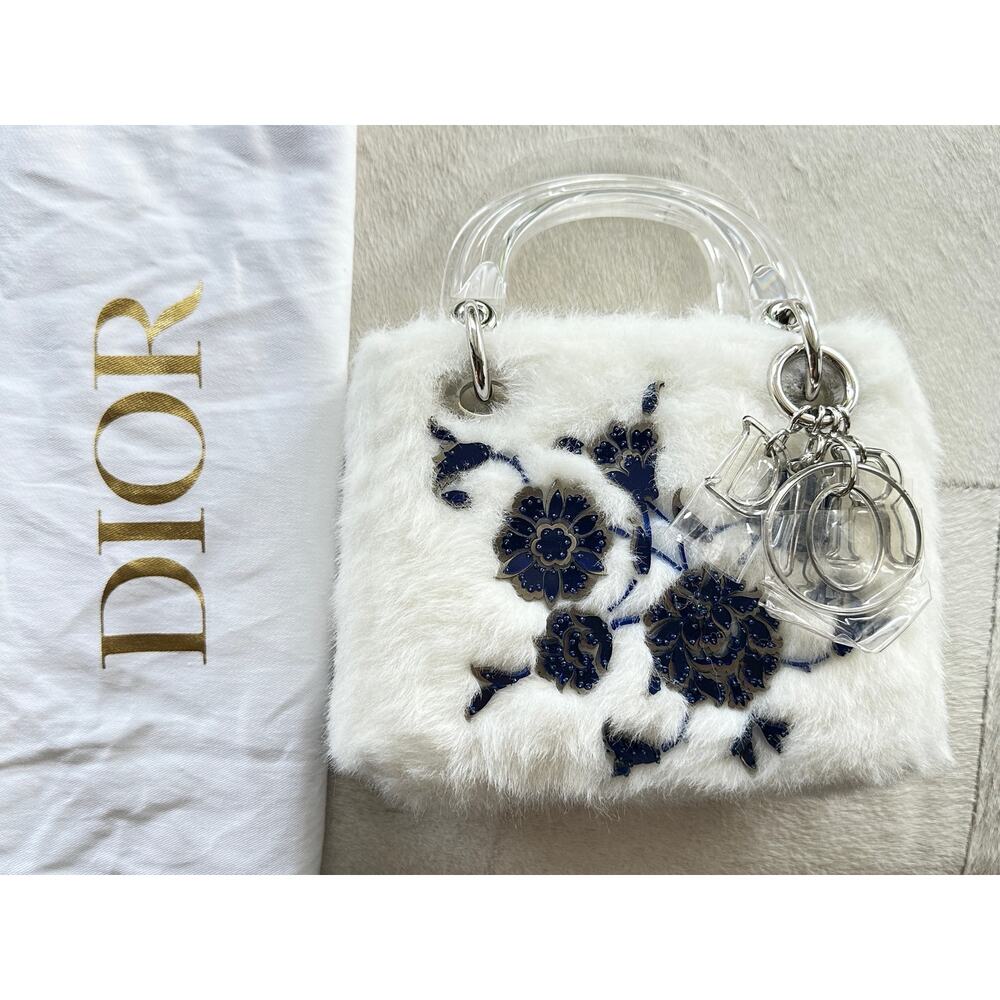CHRISTIAN DIOR Mini Embellished Faux Fur Lady Dior Bag - Picture 2 of 15